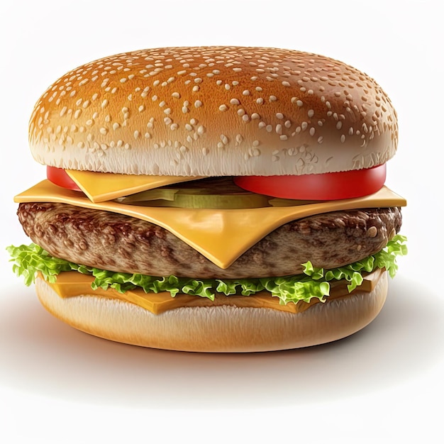 Cheeseburger su sfondo bianco isolato