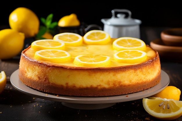 Cheesecake fatto in casa con crosta di limone Freschezza della panetteria