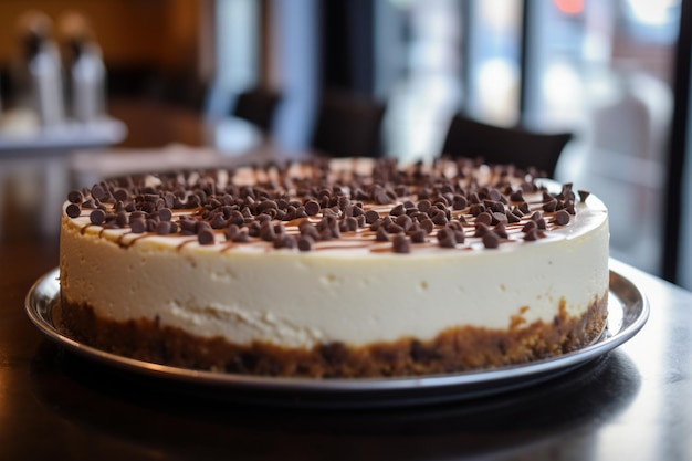 Cheesecake fatto in casa con patatine di cioccolato La bontà della panetteria al suo meglio