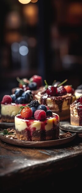 Cheesecakes On Stone Rustic Pub Mobile Wallpeper Postcard Generative AI