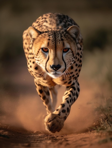 Cheetah in corsa Un'esibizione di velocità, grazia e potenza AI generativa