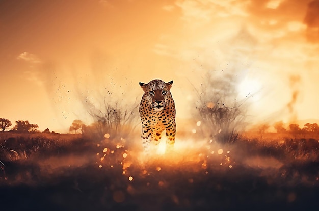 Cheetah nella savana Il concetto di protezione della fauna selvatica e del pianeta verde post-elaborato immagine generata dall'AI