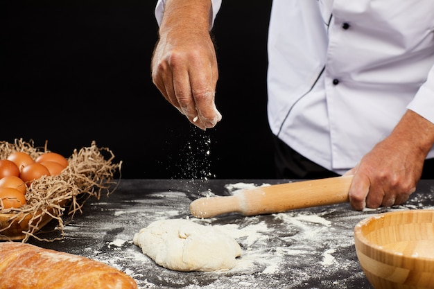 Chef Baking Bread Close in su