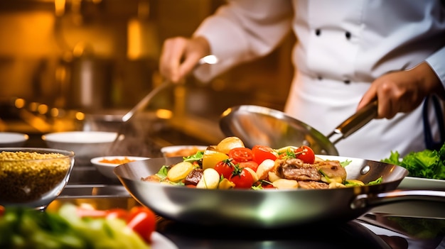 chef che prepara il cibo nel ristorante