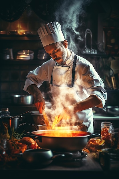 Chef che prepara un piatto gourmet