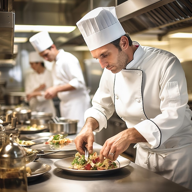 Chef che prepara un piatto gourmet