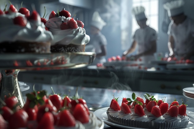 Chef che preparano dessert octano render k UHD ar