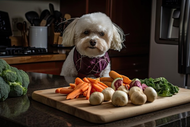 Chef per cani che prepara prelibatezze sane e nutrienti per il cliente peloso