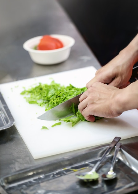 Chef prepara cibo in cucina