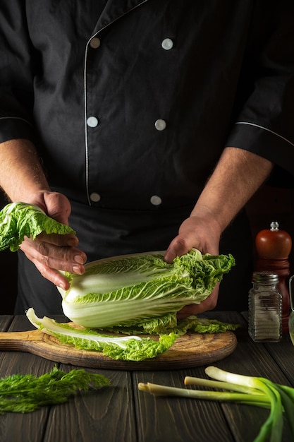 Chef professionista mentre lavora nella cucina del ristorante