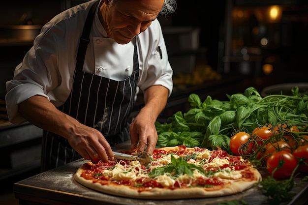 Chef Single Gourmet Pizza esplora ingredienti freschi e combinazioni audaci generative IA