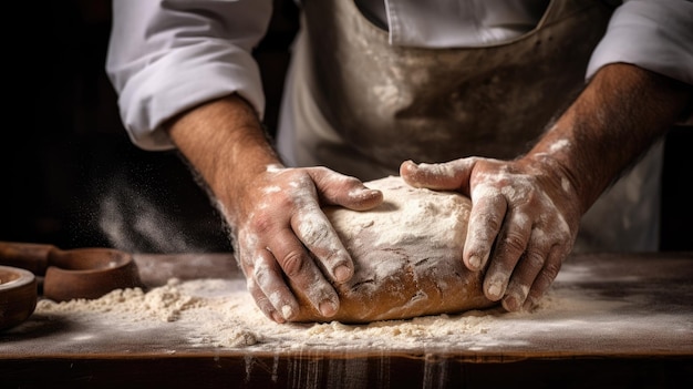 Chef39s mani che fanno la fotografia della pasta di pane