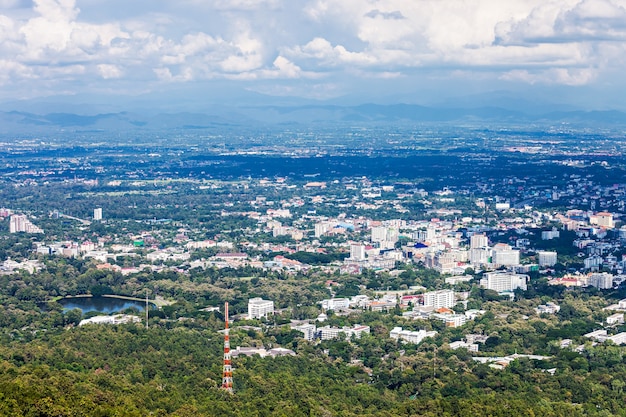 Chiang Mai vista aerea dal punto di vista vicino a Wat Phra That Doi Suthep, Thailand