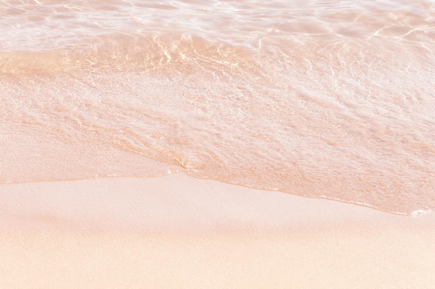 Chiara morbida onda del mare o dell'oceano sulla spiaggia sabbiosa tonica in Calming Coral. Sfondo.