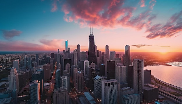 Chicago skyline foto vista aerea della città con la prospettiva più unica