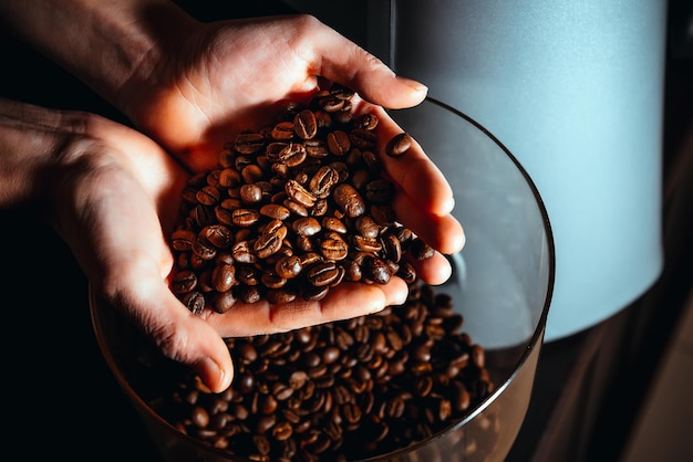 Chicchi di caffè nelle palme