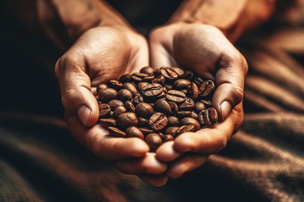 chicchi di caffè raccolti a mano