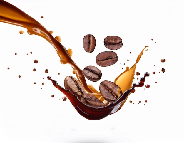 chicchi di caffè su sfondo bianco