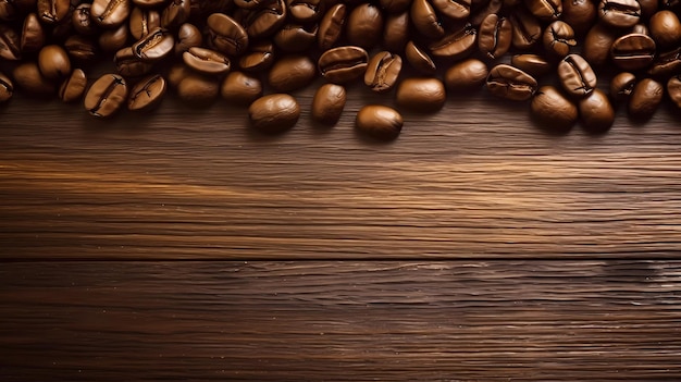Chicchi di caffè su un tavolo di legno