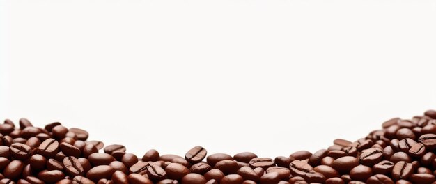 Chicchi di caffè su uno sfondo bianco sotto forma di cornice AI generativa