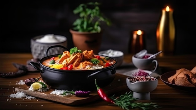 Chicken tikka masala un piatto composto da pezzi di pollo marinati arrostiti