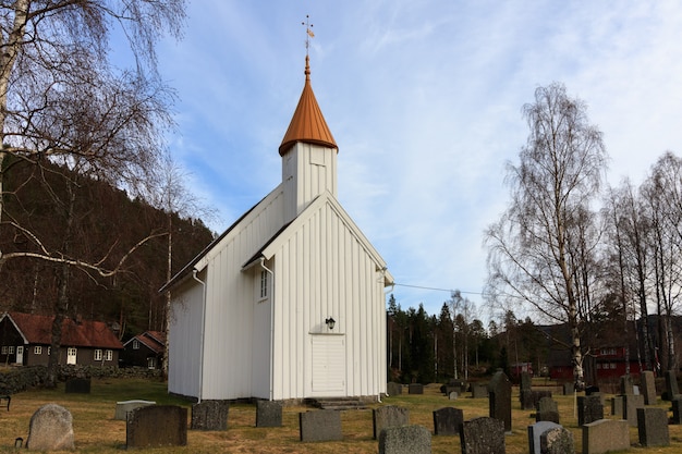 Chiesa di legno molto piccola a Hillestad in Tovdal, Aust-Agder Norvegia