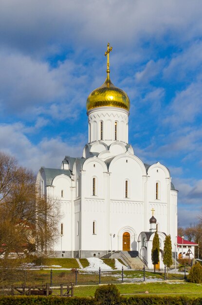 Chiesa di Minsk con Golden Dome in inverno