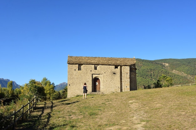 Chiesa romanica e mozarabica di San Juan de Busa, percorso delle chiese romaniche del Serrablo, provincia di Huesca, Aragona, Spagna