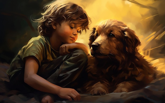 Child and Canine Bond La connessione tra un bambino e un cane AI generativa