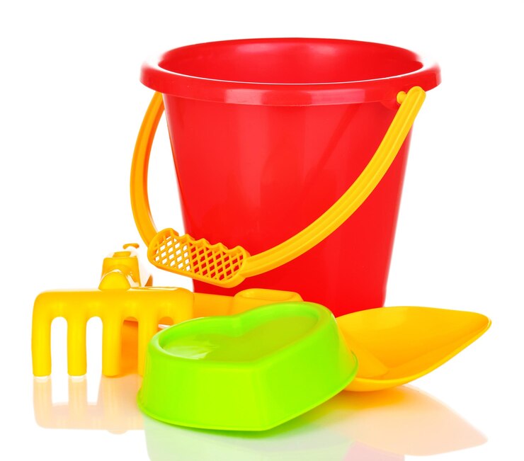 Photo childrens beach toys isolated on white
