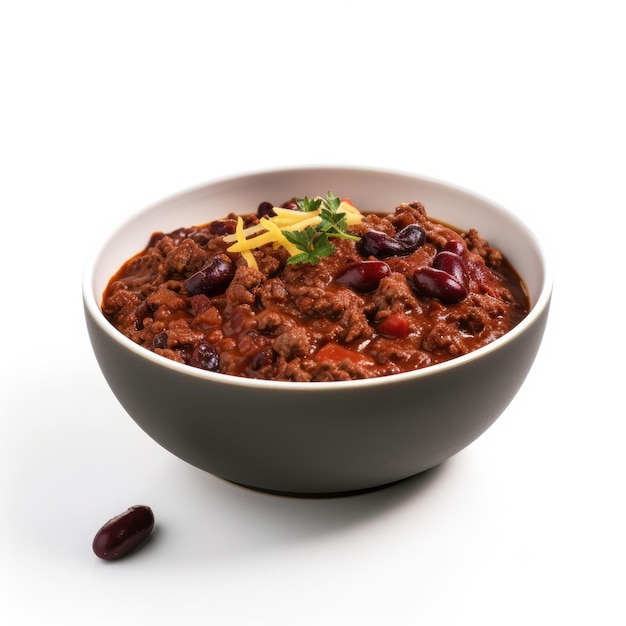 Chili Con Carne isolato su bianco IA generativa