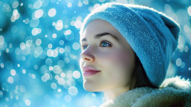 Chill in Style Winter Wonder Giovane bella donna in abbigliamento invernale nella neve Generativa AI