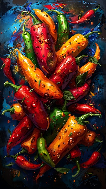 Chilli Paneer Spicy Paneer e Bell Peppers Decorazione Fiery Illustrazione Cibo Bevanda Aromi indiani