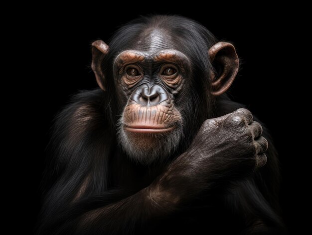 Chimp Studio Shot Isolato su uno sfondo nero chiaro AI generativa