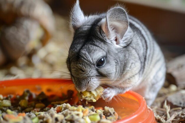 Chinchilla domestica che mangia