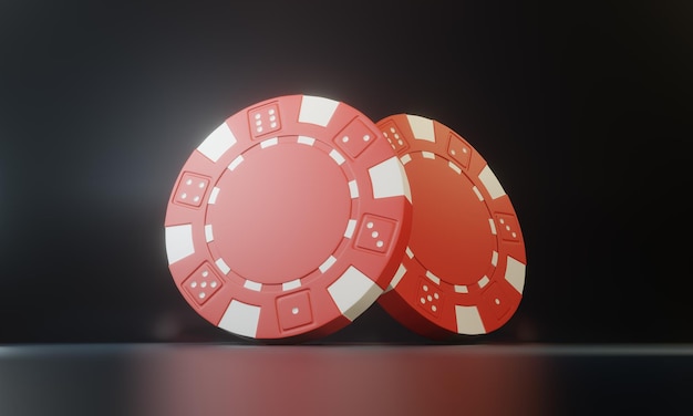 Chip del casinò isolati su sfondo nero Chip del gioco del casinò 3D Rendering 3D di banner casinò online