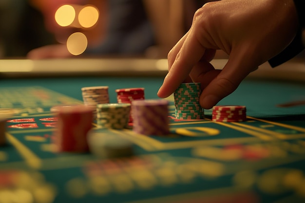 Chip di casinò da vicino