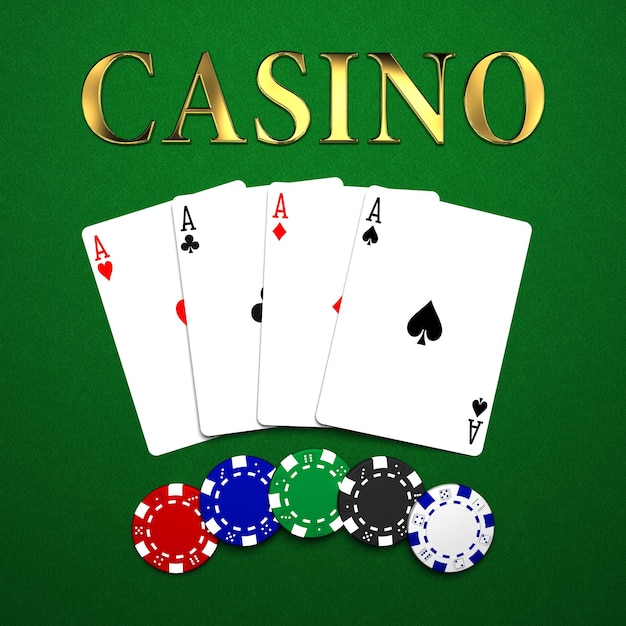 Chip di casinò su tessuto verde