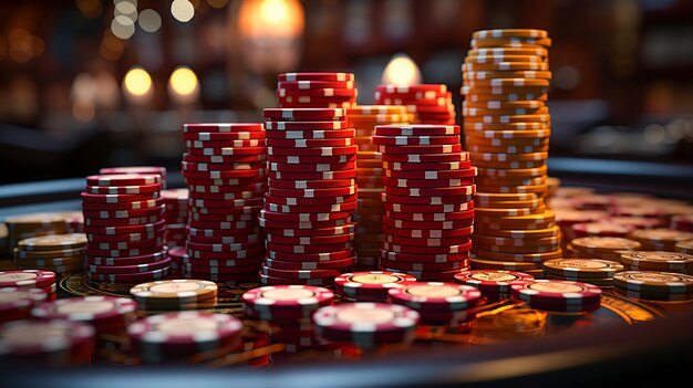 Chip di gioco pila di chip di poker impilati