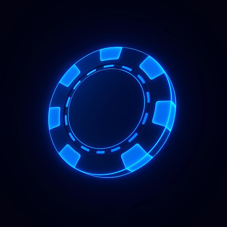 Chip di poker blu luminoso al buio