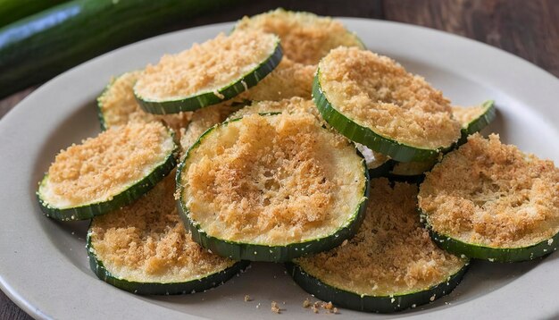 Chip di zucchini fatti in casa con briciole di pane e parmigiano