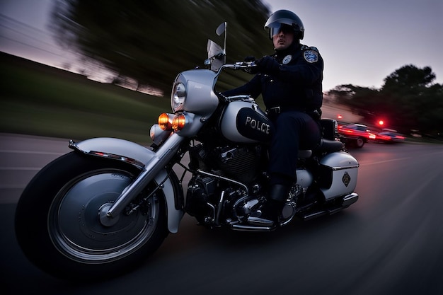 chip veterani pattuglia della polizia in moto in sella a biciclette steampunk cartoline divertenti arte generativa ai