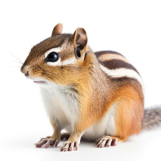 Chipmunk roditore a strisce selvaggio animale carino isolato su sfondo bianco primo piano