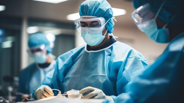 Chirurgi che eseguono un'operazione chirurgica in una sala operatoria di un ospedale