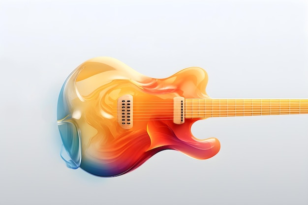 Chitarra colorata lucida di cristallo su sfondo chiaro
