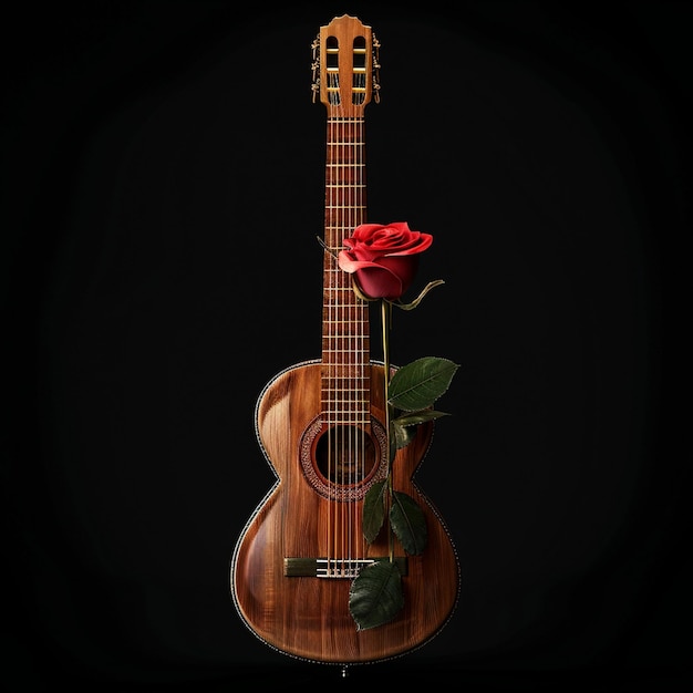 Chitarra spagnola romantica con atmosfera di musica rosa