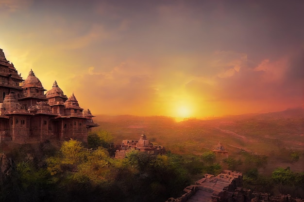 Chittorgarh Fort India Il forte più grande dell'India sembra una città persa nel tempo in stile arte digitale