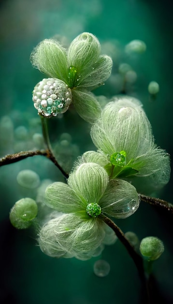 Chiuda in su del fiore con le goccioline di acqua su esso ai generativo