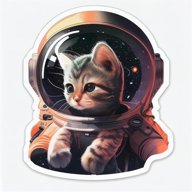 Chiuda in su del gatto in tuta spaziale generativa ai