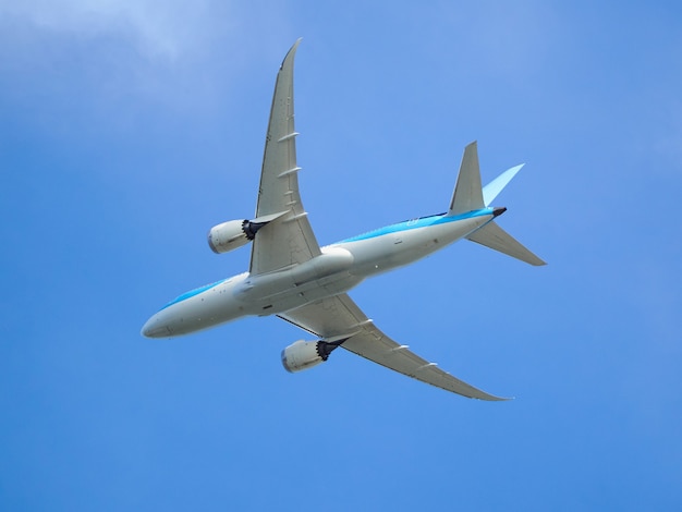 Chiuda in su dell'aereo passeggeri nel cielo